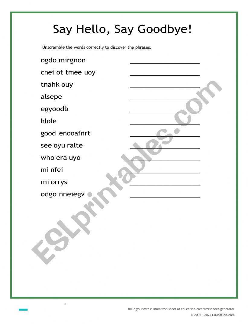 Greetings, Farewells and Other Phrases