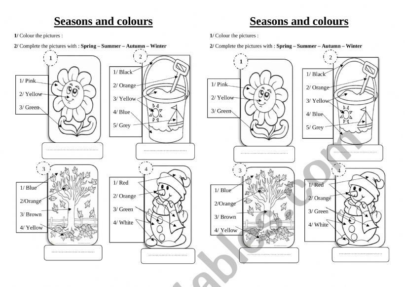 Seasons and colours worksheet