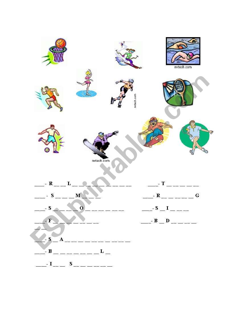 SPORTS worksheet