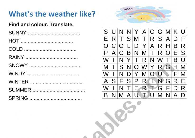 What�s the weather like? worksheet