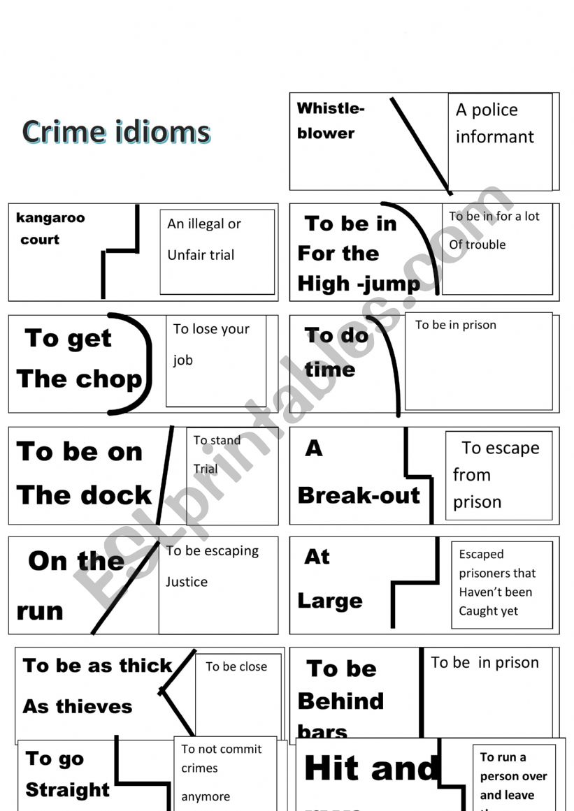crime idioms worksheet