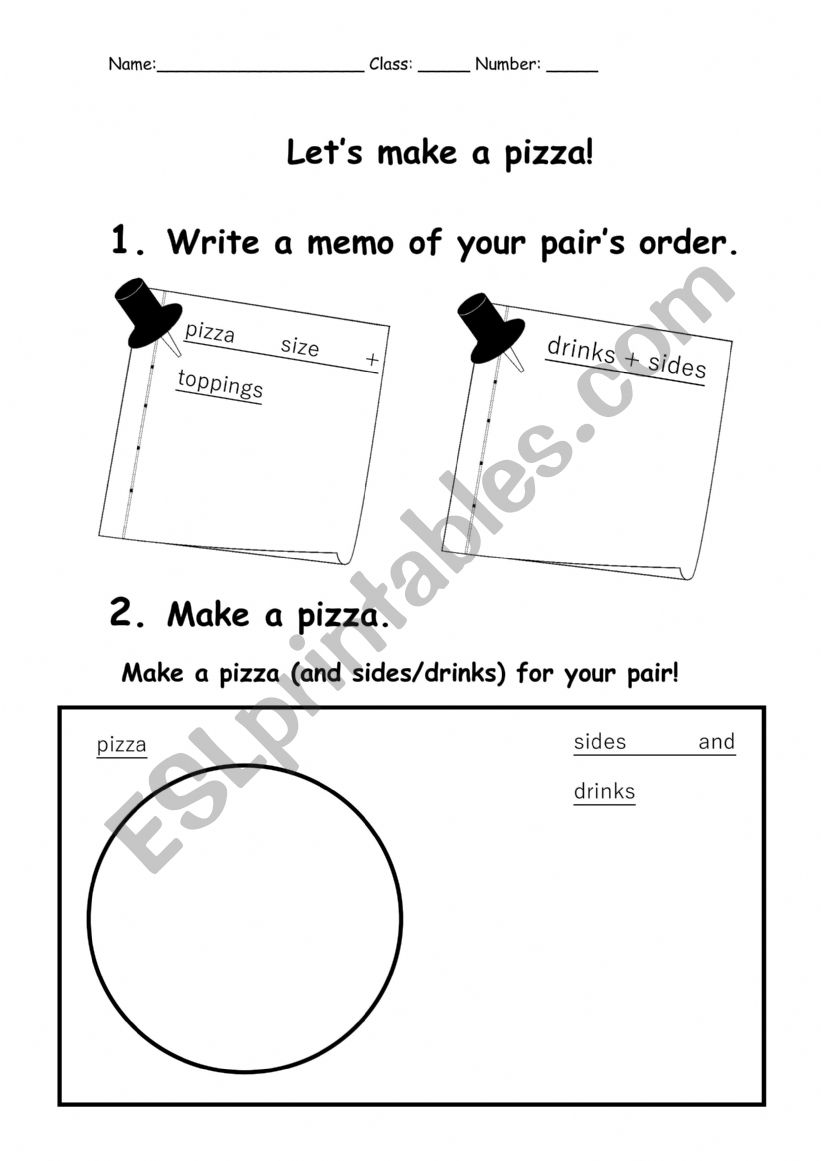 Pizza Shop worksheet