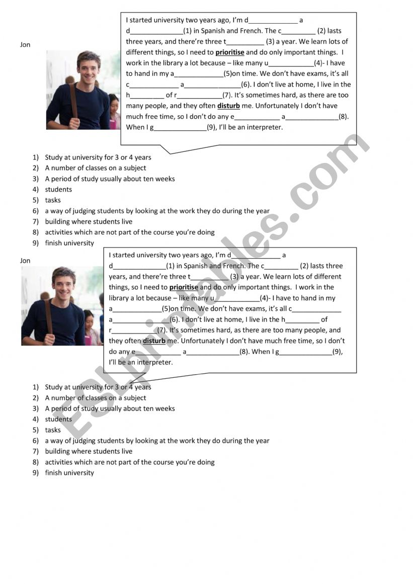 Vocabulary practice  worksheet