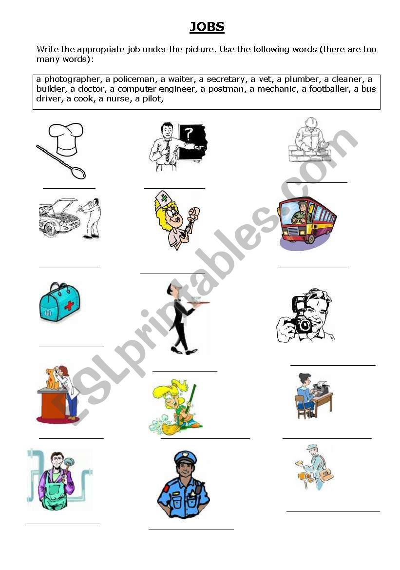 Jobs worksheet