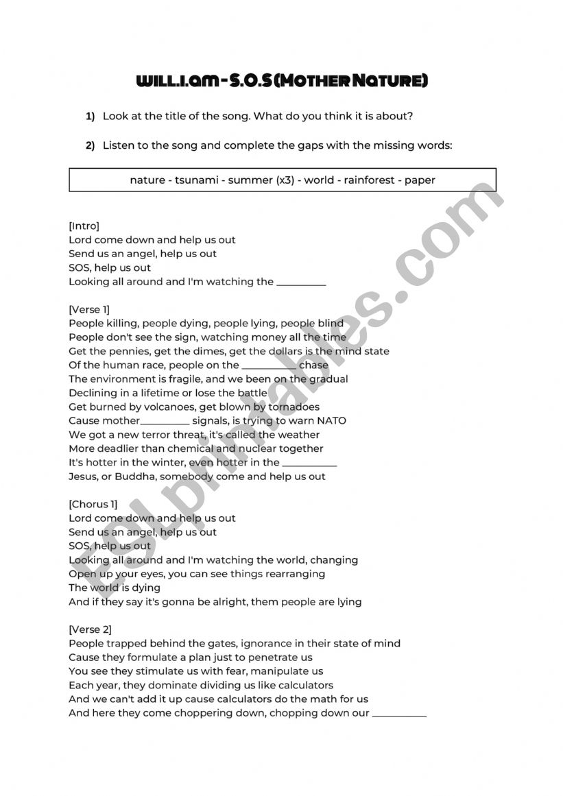 S.O.S (Mother Nature) - will.i.am