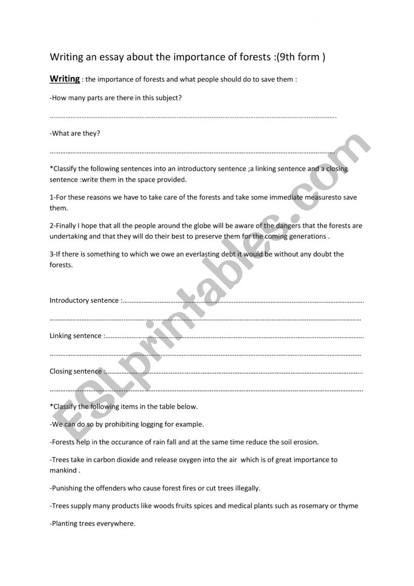 process writing worksheet