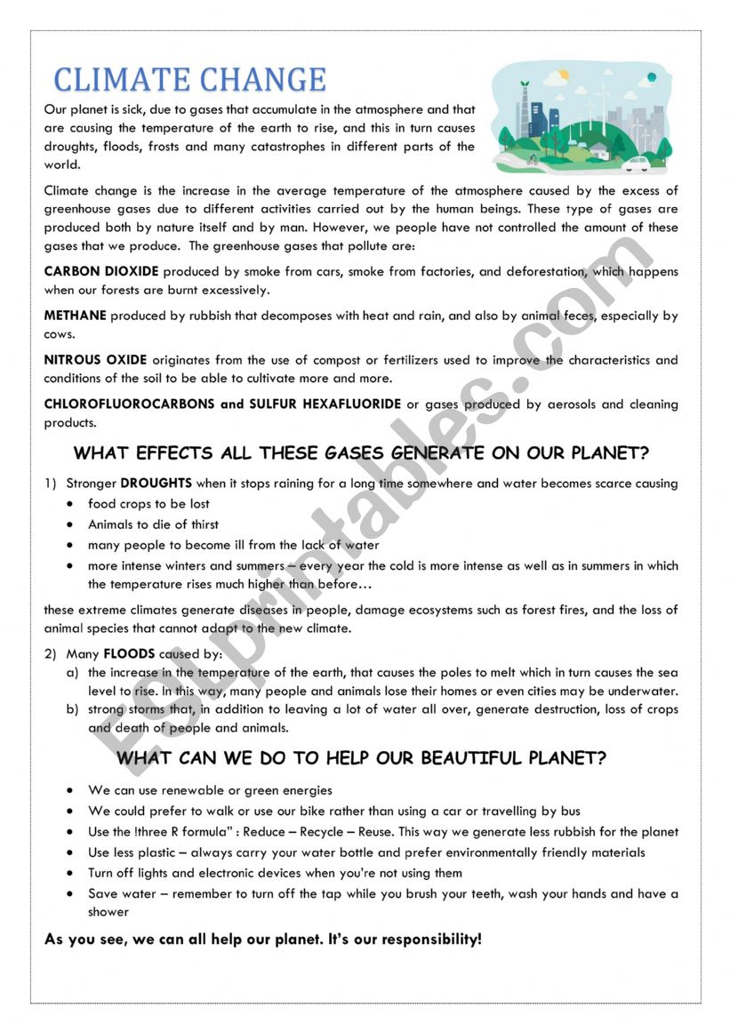 CLIMATE CHANGE worksheet