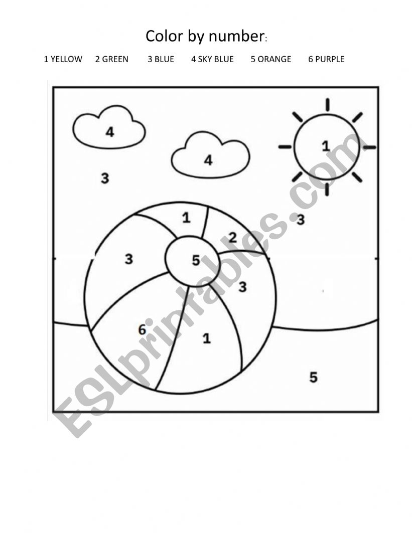 COLOR BY NUMBER worksheet