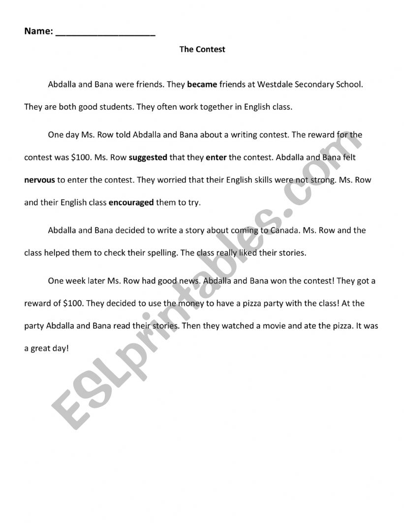 Simple Past Story  worksheet