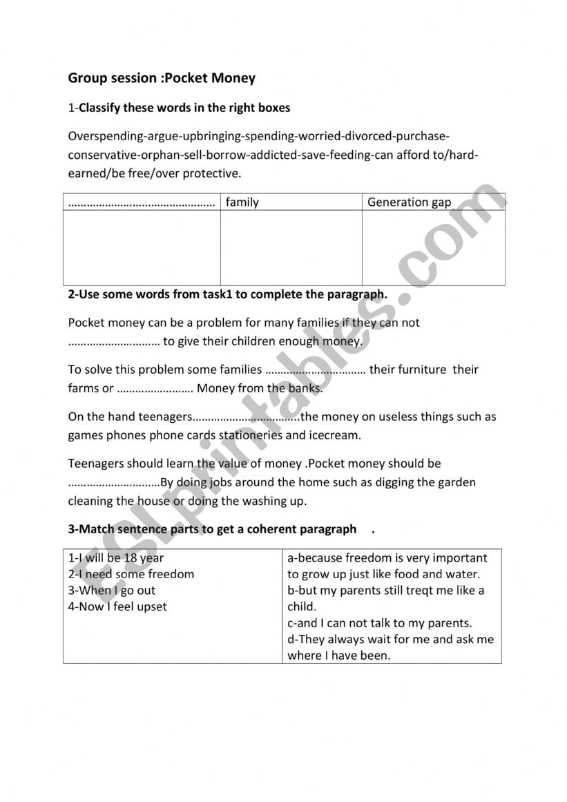 group session worksheet