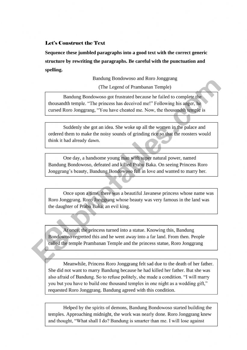 NARRATIVE LEGEND  worksheet