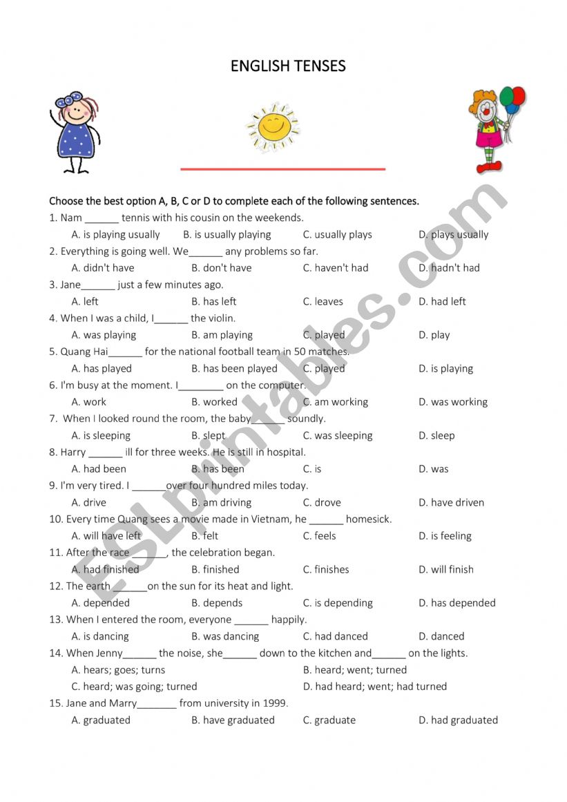 ENGLISH TENSE OVERVIEW worksheet