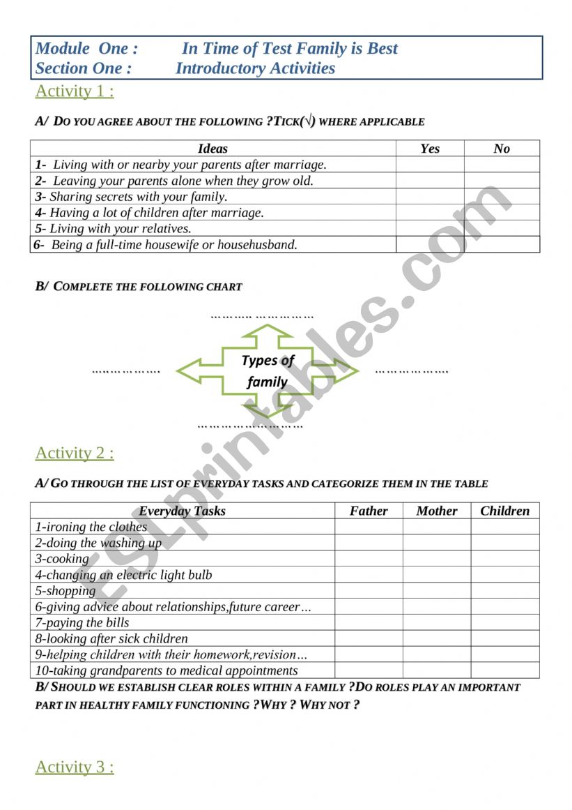 3rd form Module1 Section1 worksheet