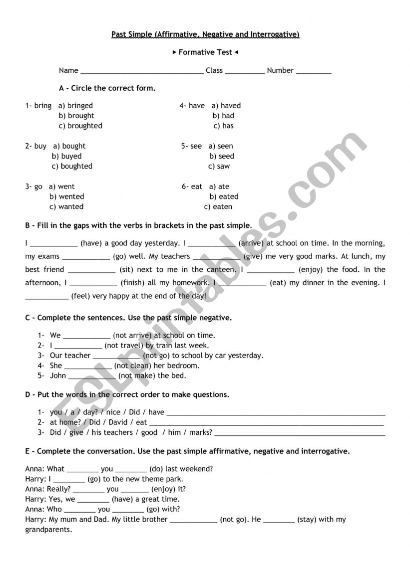 Past Simple worksheet