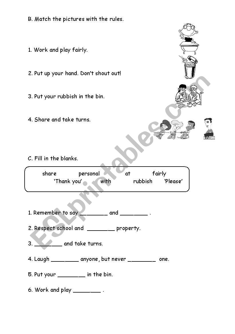 classroom rules worksheet