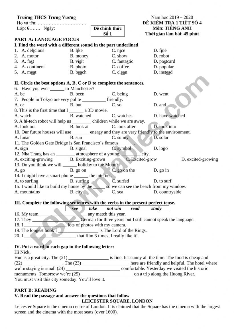 Grammar worksheet