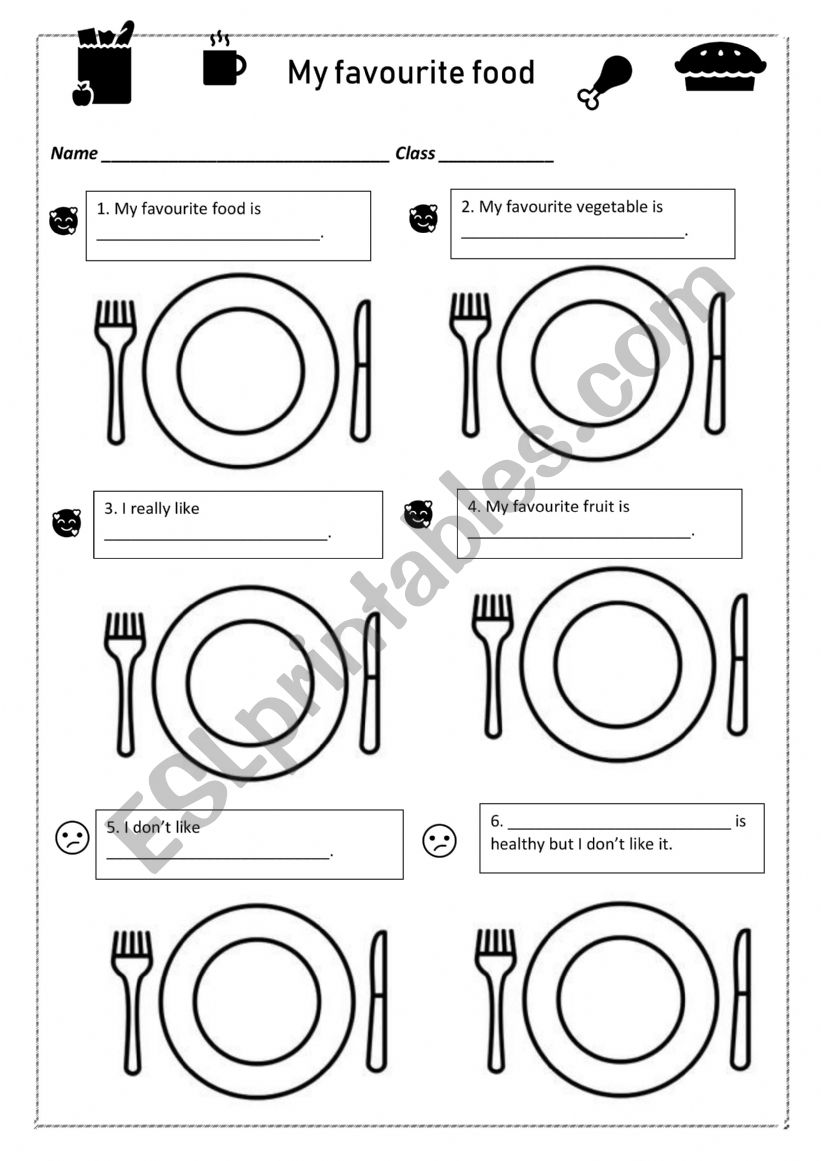 My favourite food worksheet