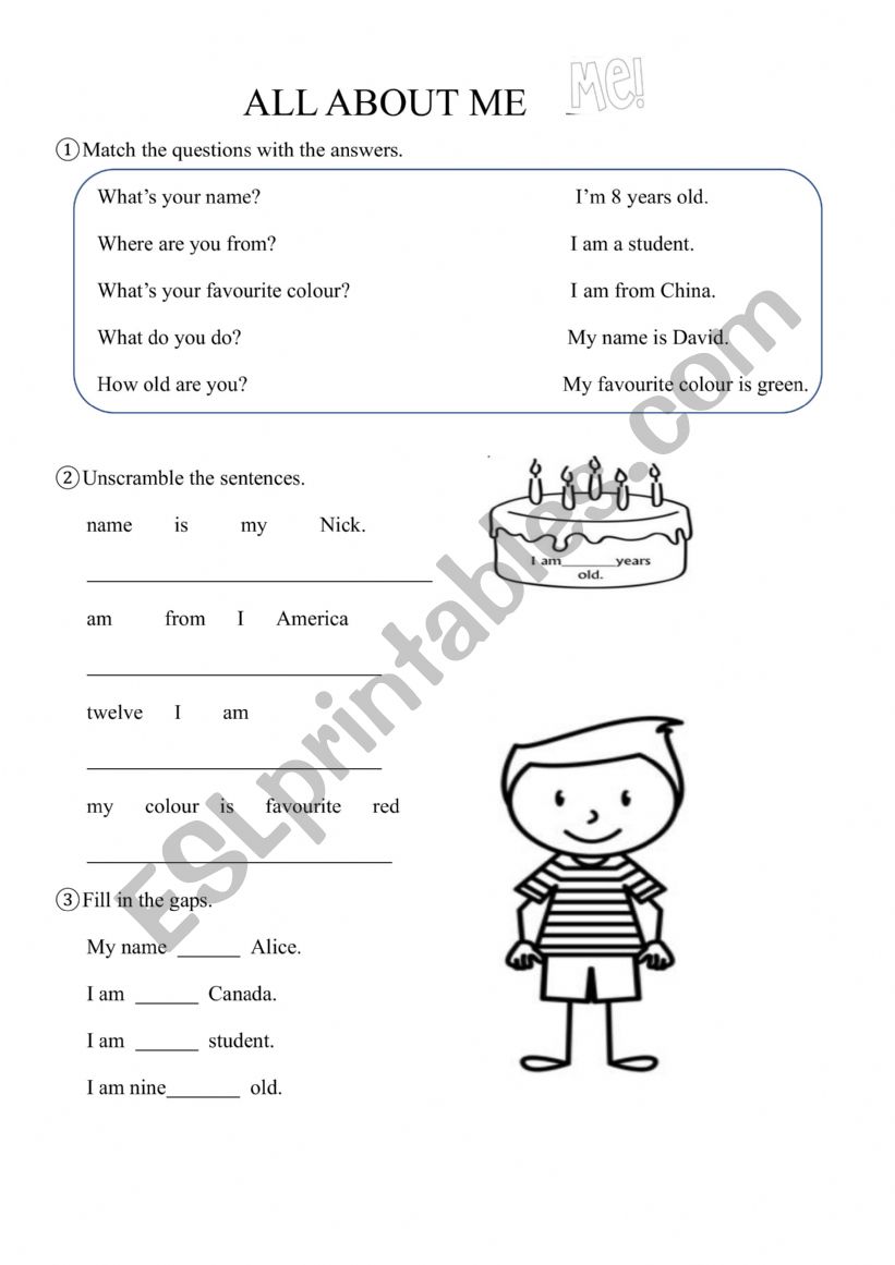 all about me worksheet