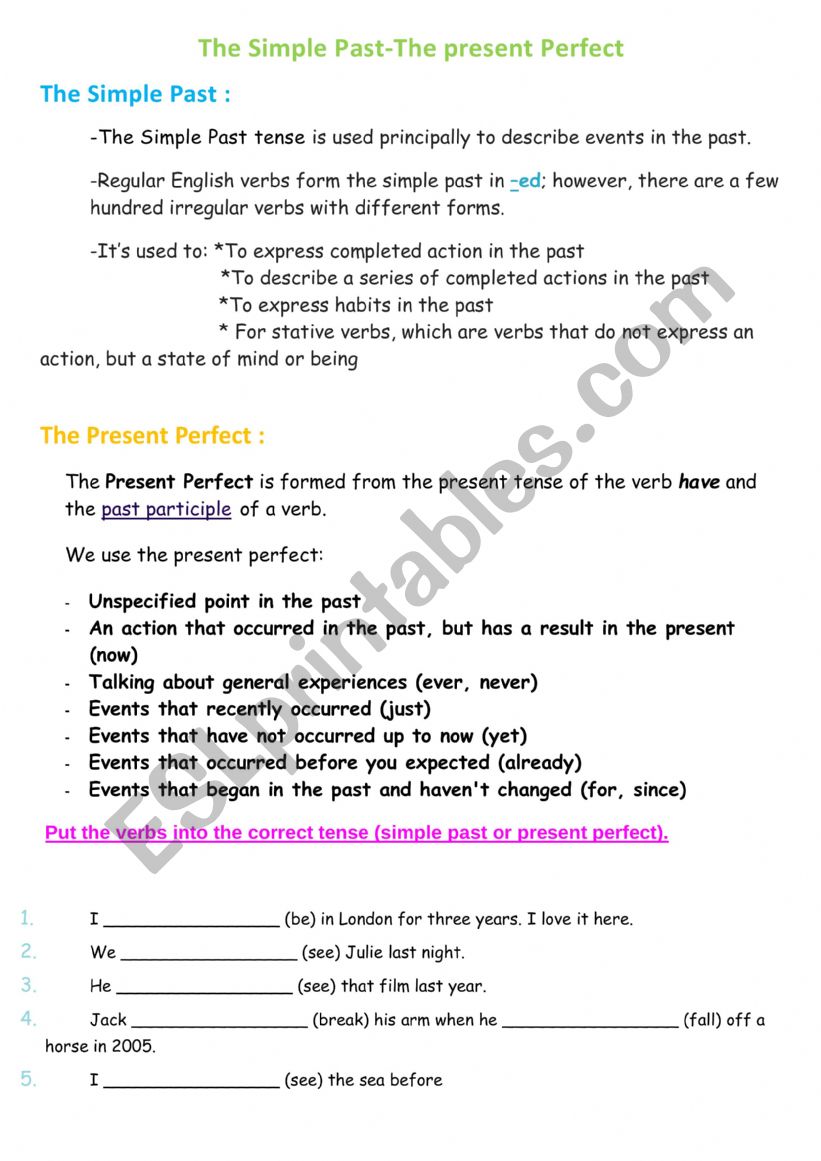The present perfect-The simple past