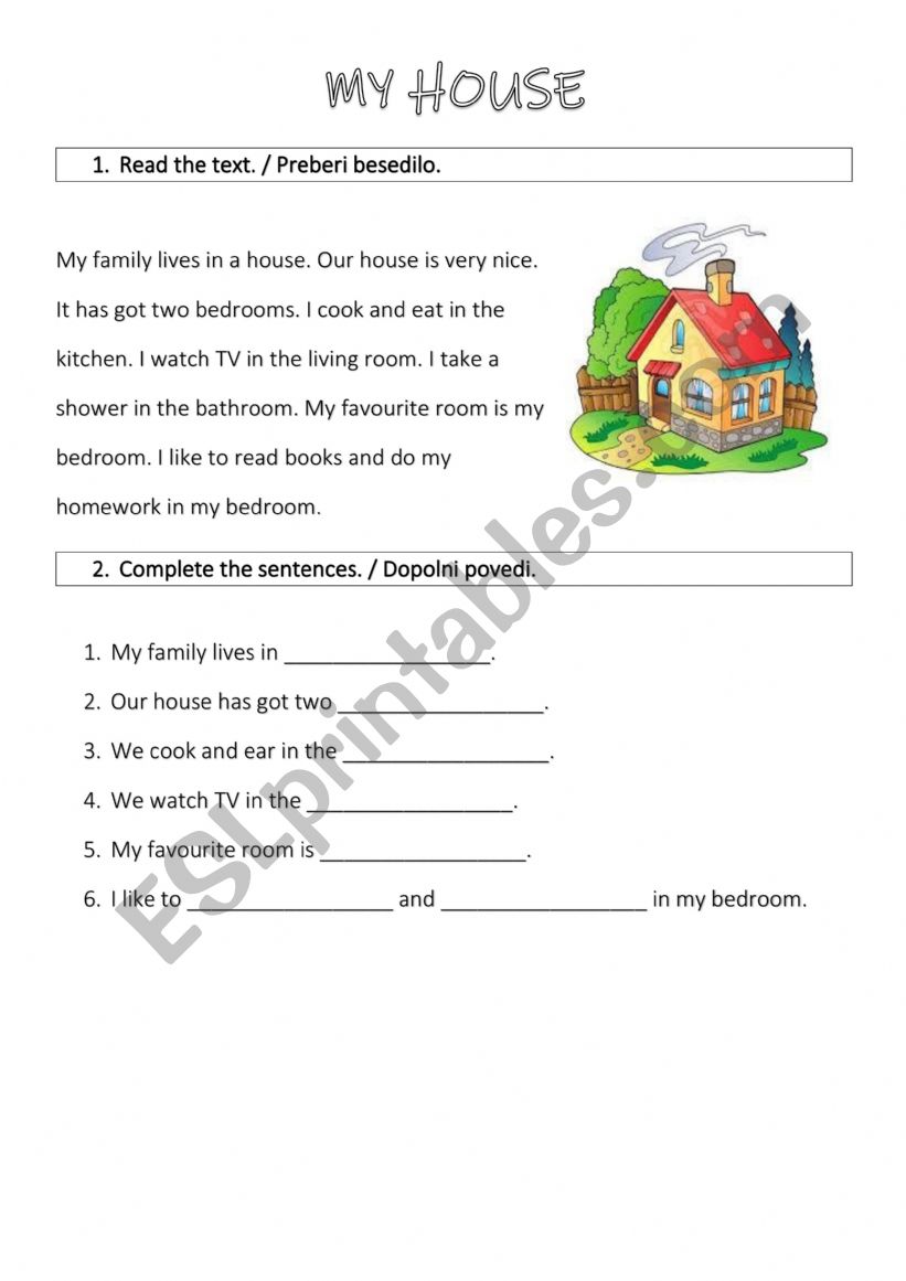 In the house worksheet