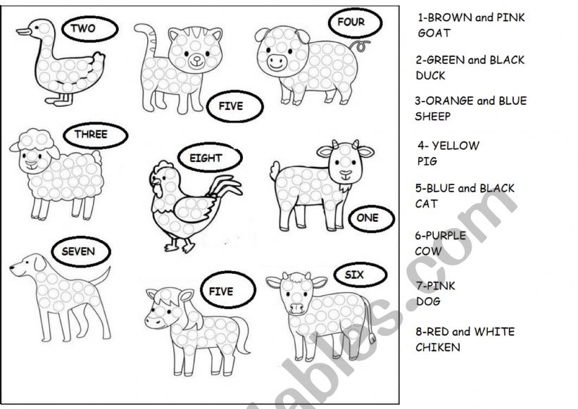 Numbers and colors worksheet