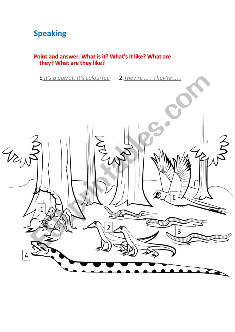 Speaking Worksheet Animals worksheet