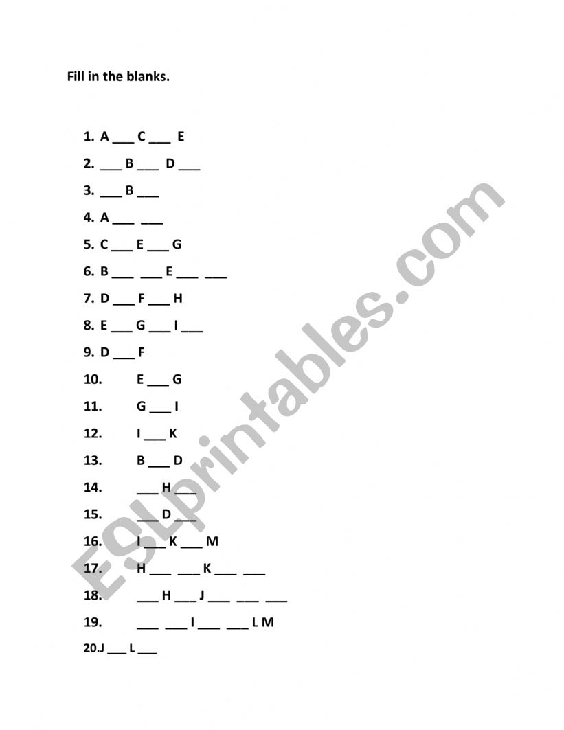 Fill in the missing letters worksheet