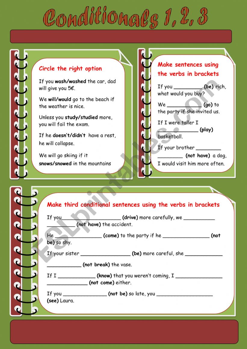 Conditionals 1 2 3 worksheet