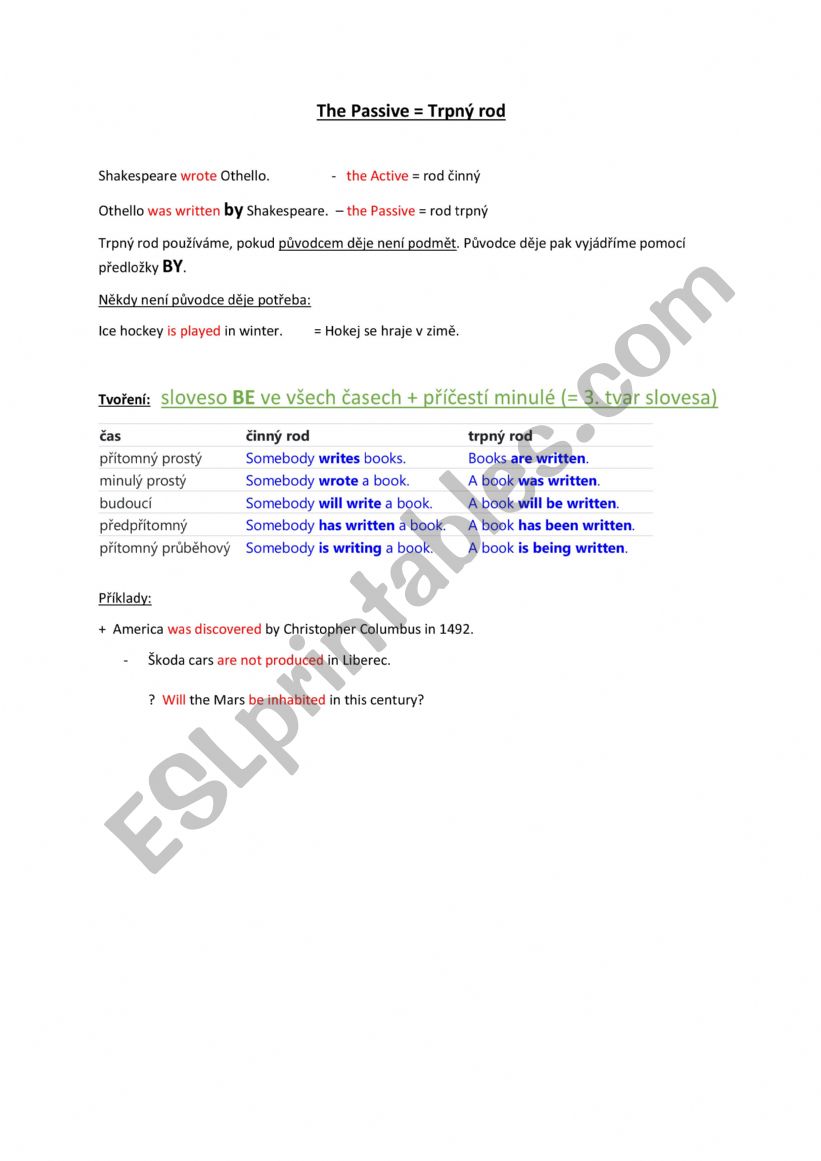 Grammar Passive worksheet