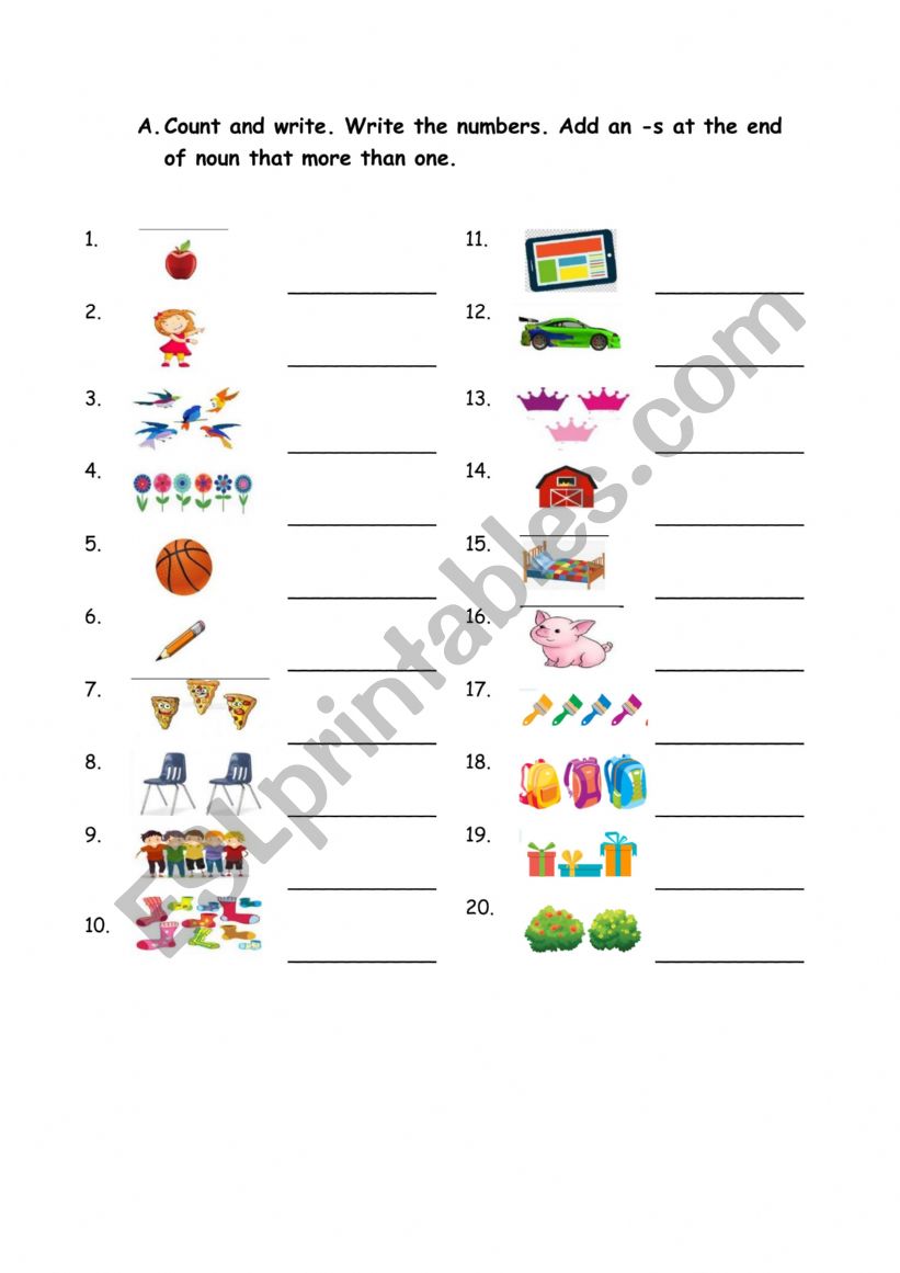 Singular and Plural Nouns worksheet