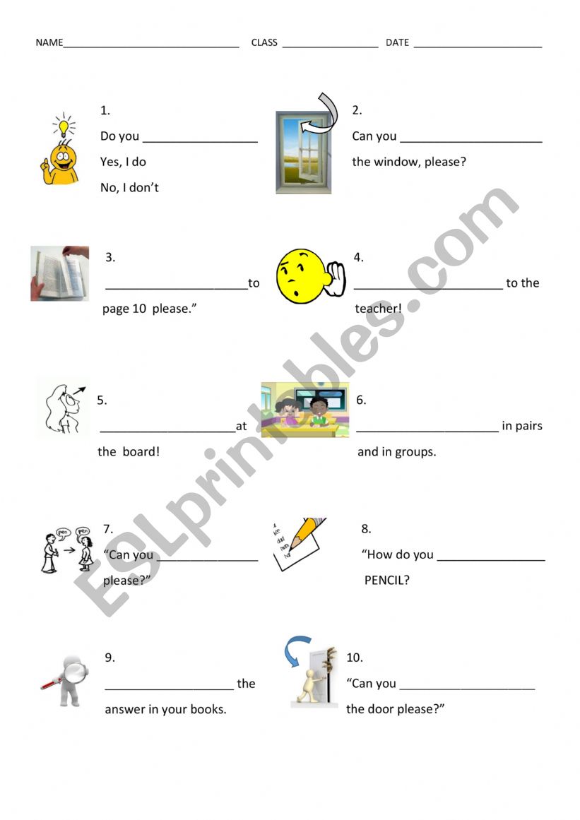 Classroom rules worksheet