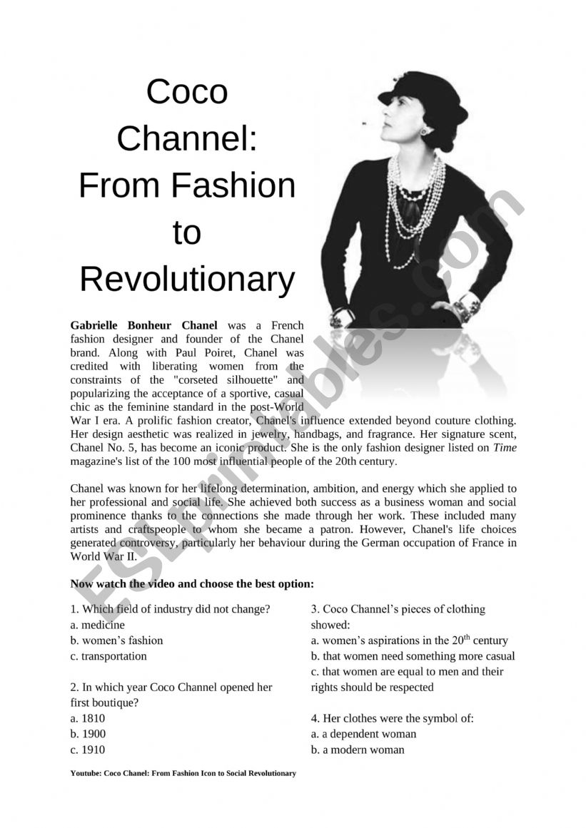 Coco Chanel worksheet