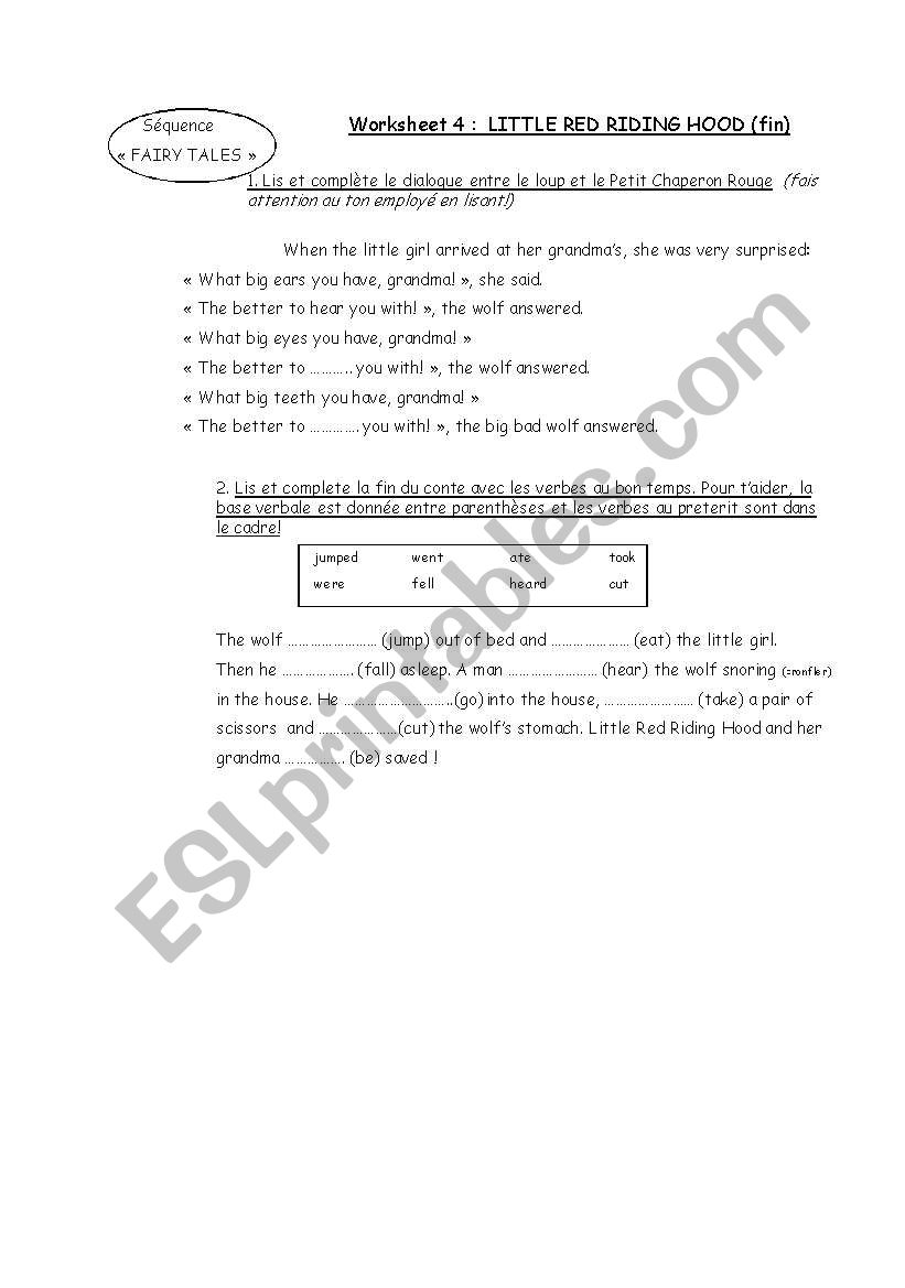 LITTLE RED RIDING HOOD (2) worksheet