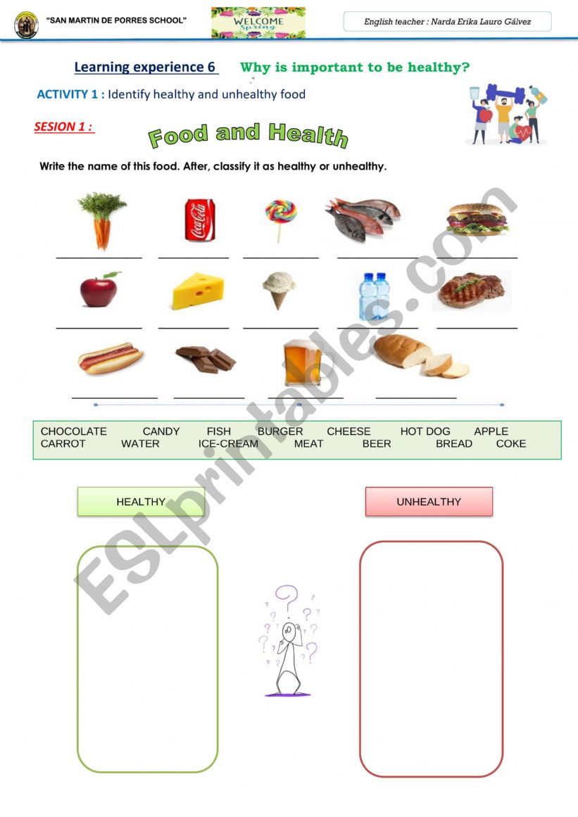 Food healthy worksheet
