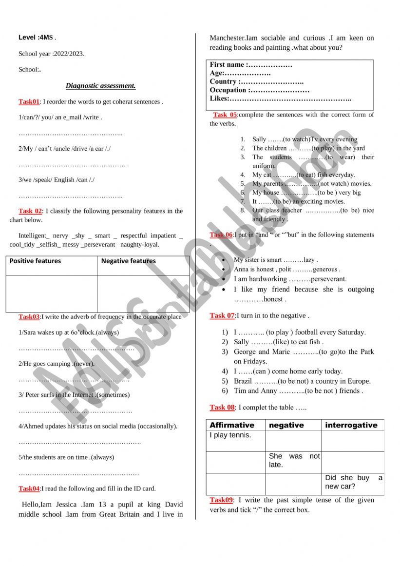 revision of present tense and past