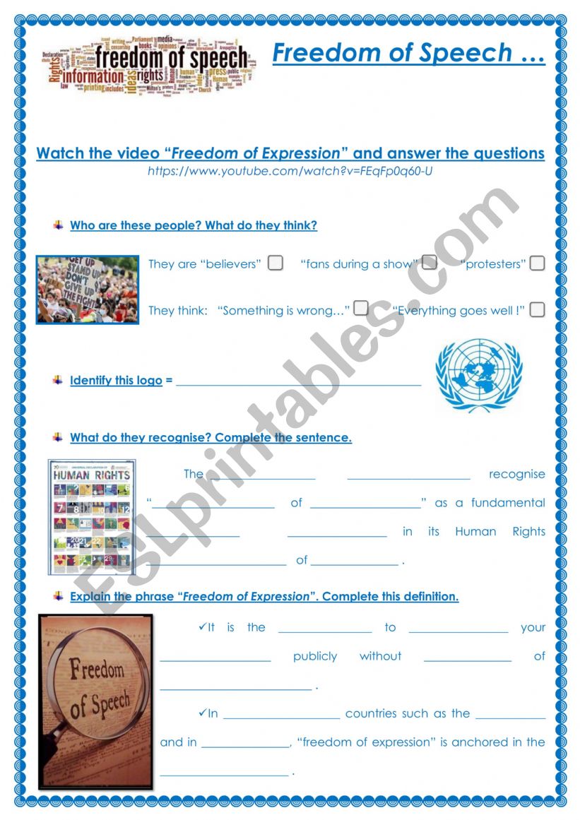 Freedom of Speech worksheet