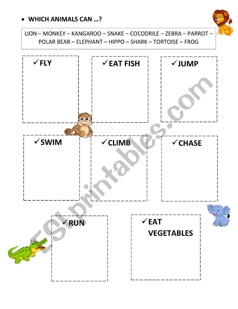 Which animalcan ..? worksheet