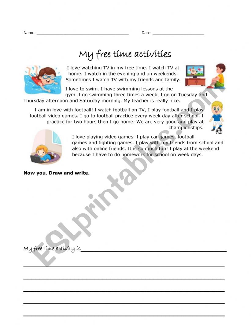 Free time activity worksheet