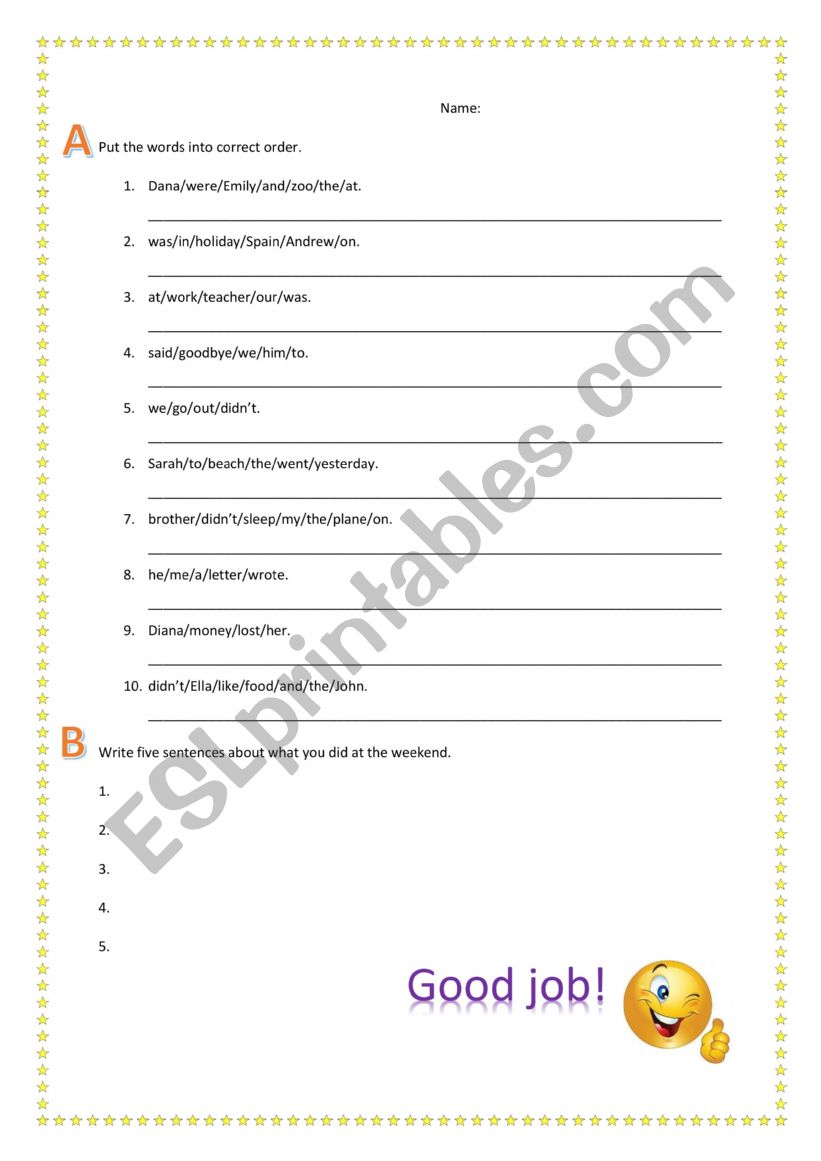 Past simple  worksheet