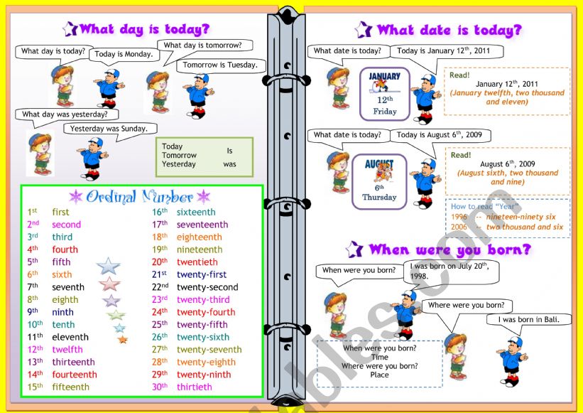 TELLING TE DATES worksheet