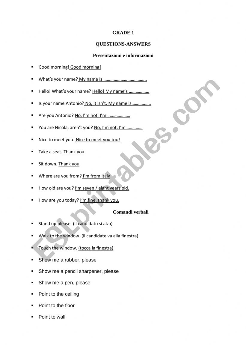 trinity grade 1 mock test worksheet