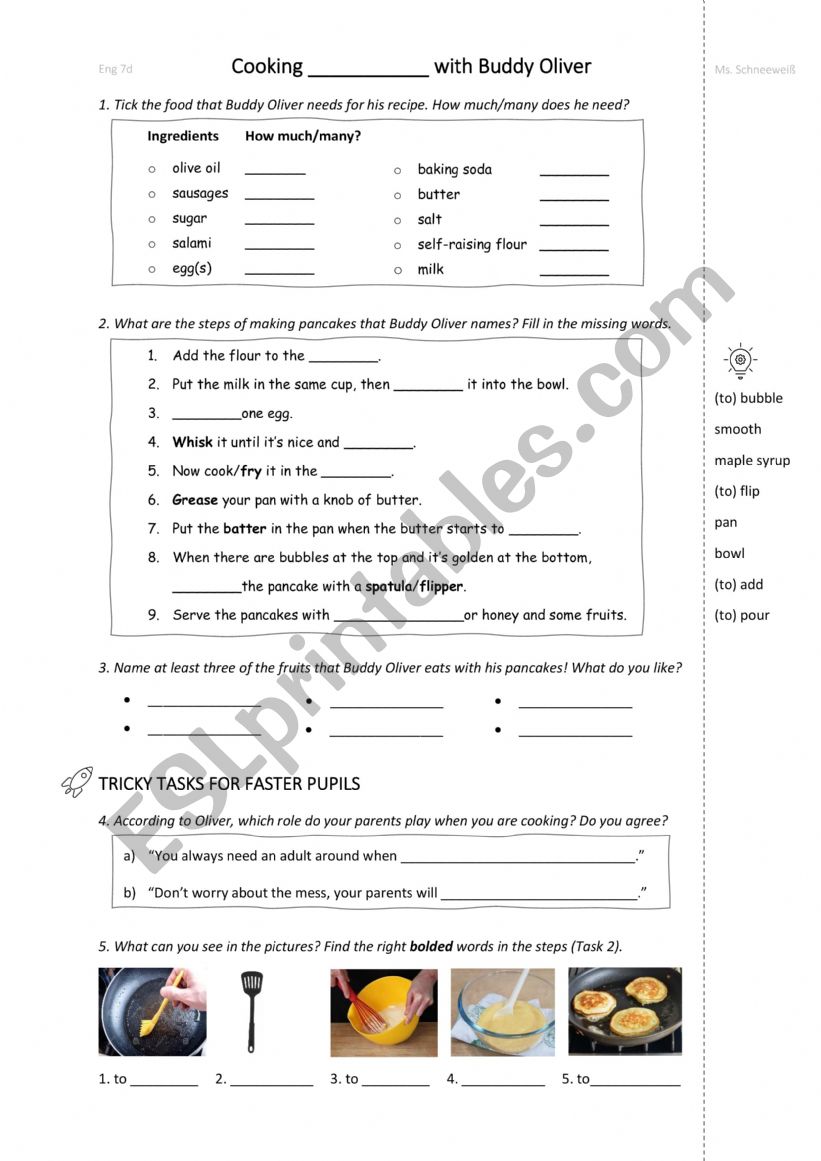 Watching/Listening - Cooking Pancakes with Buddy Oliver