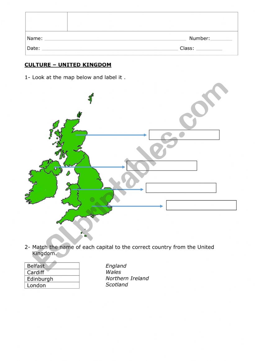 UNITED KINGDOM  worksheet