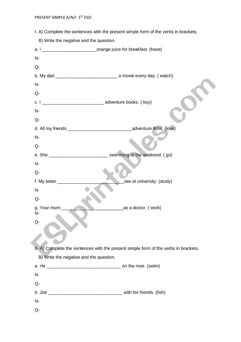 present simple affirmative negative interrogative