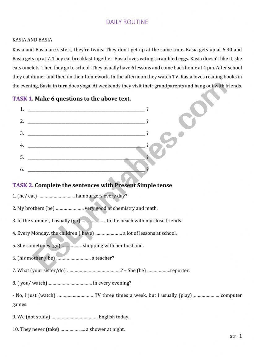 Present Simple worksheet