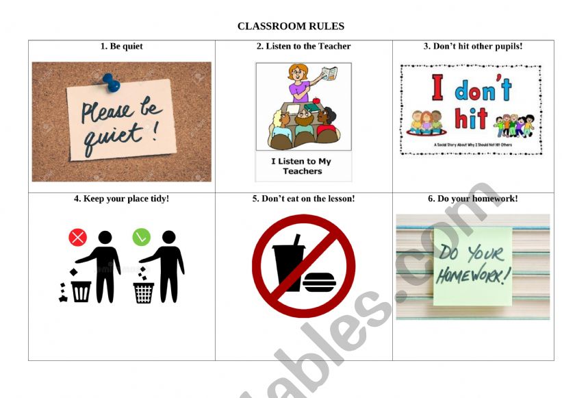 Classroom rules worksheet