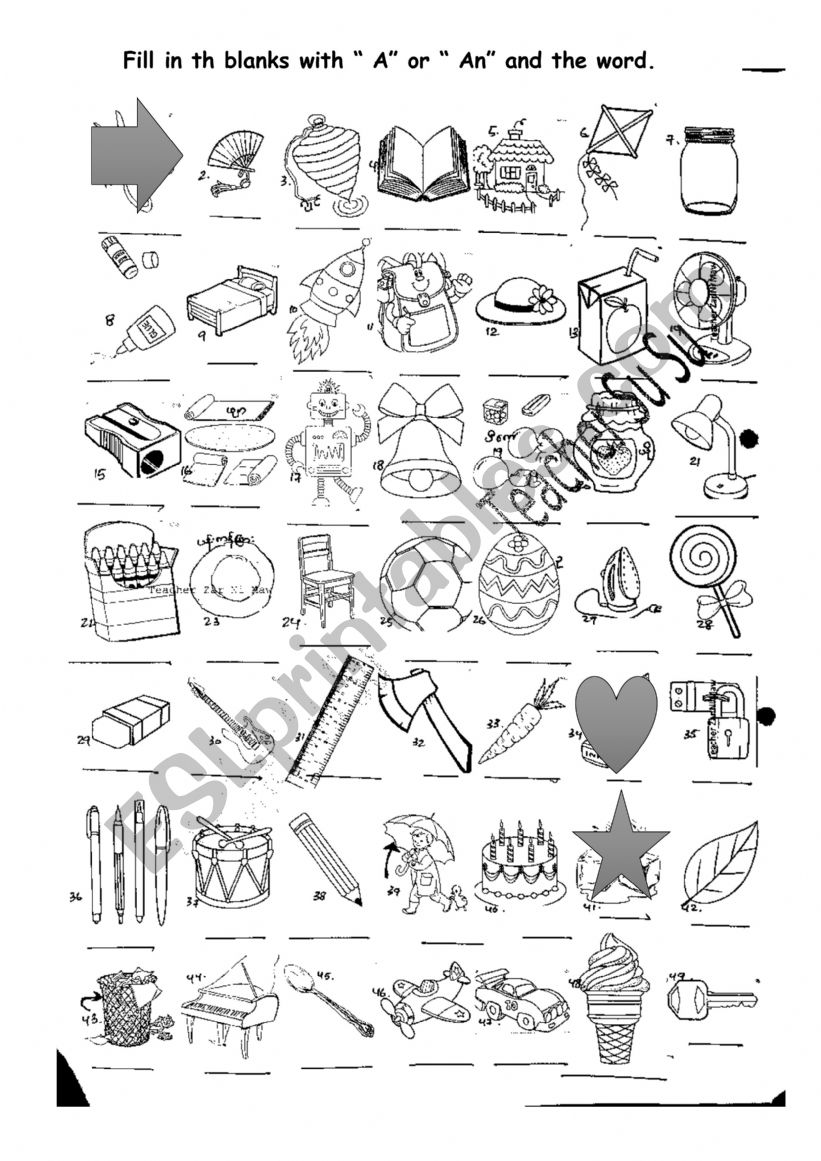 A or An for Young Learners worksheet