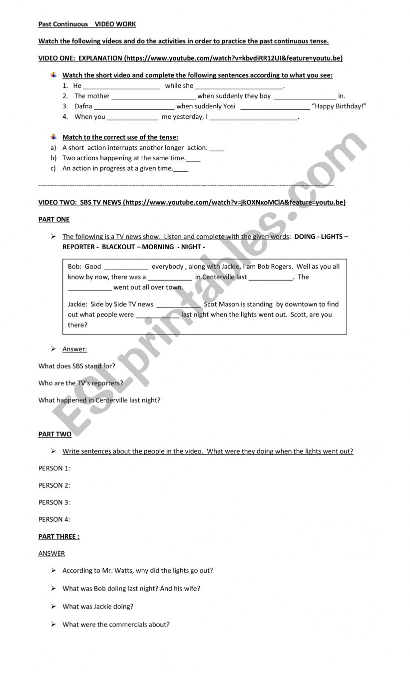 Past Continuous worksheet