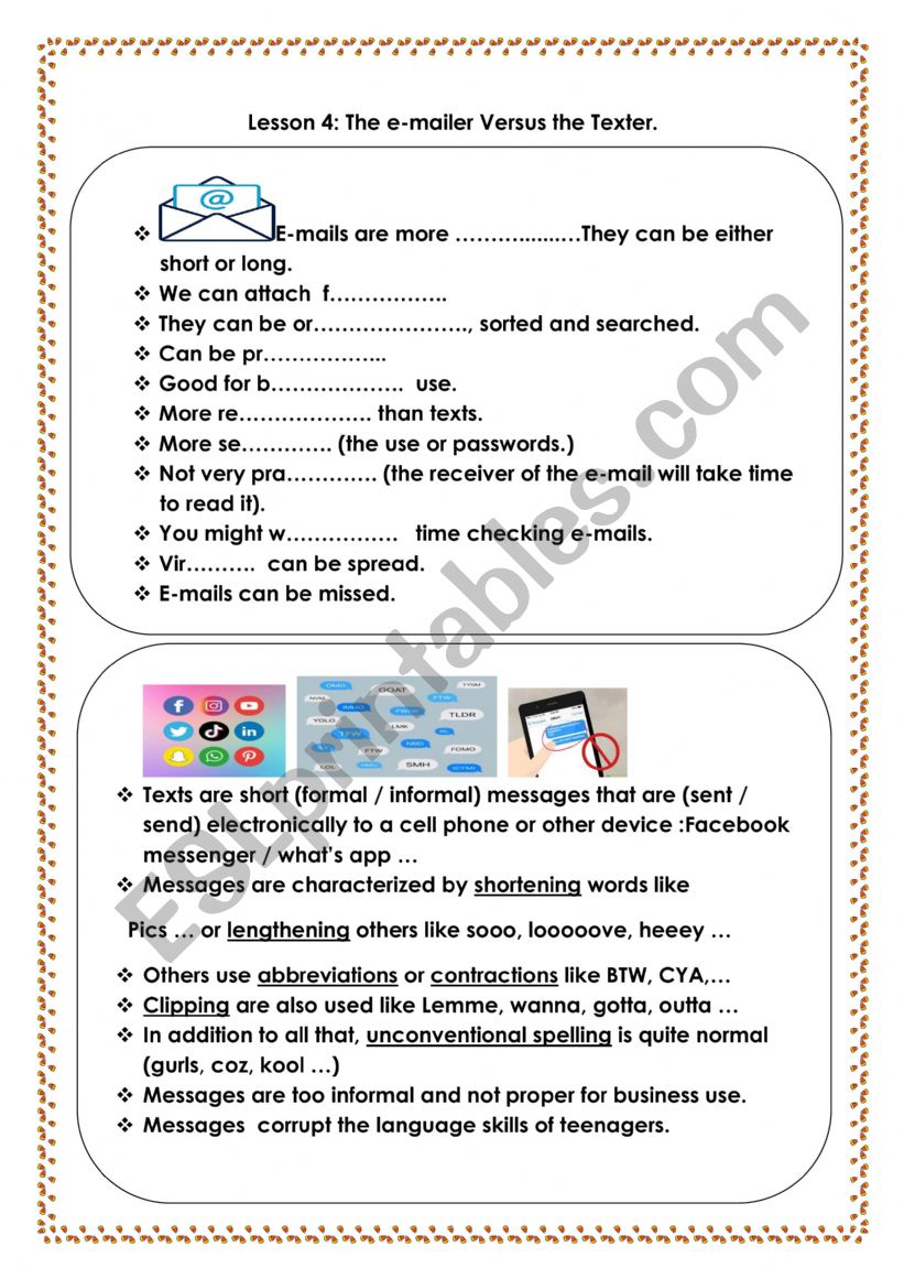 E-mailer  worksheet