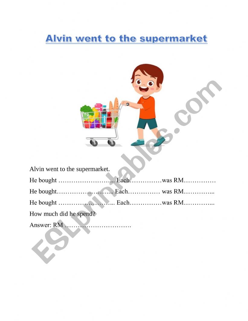 Alvin went to the supermarket worksheet